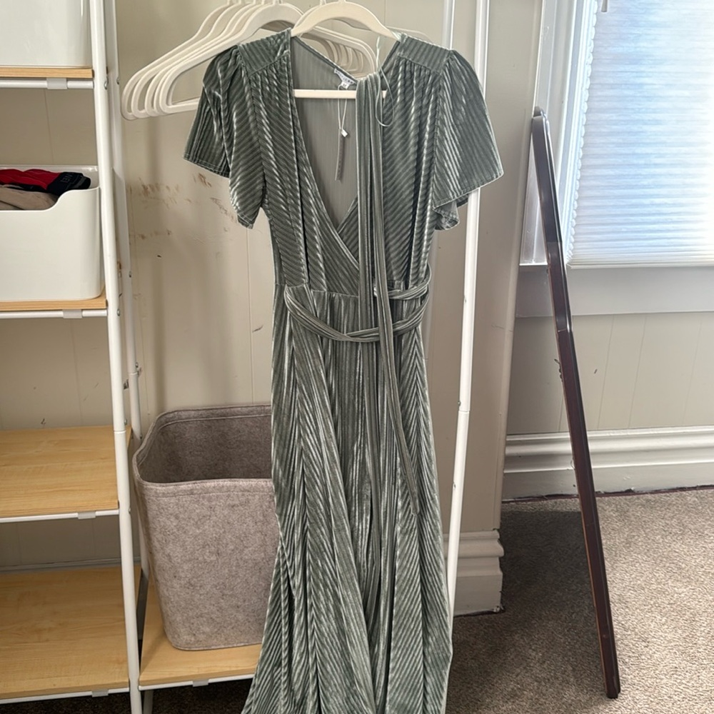NWT Baltic Born Sage Andi Ribbed Velvet Wrap Dress